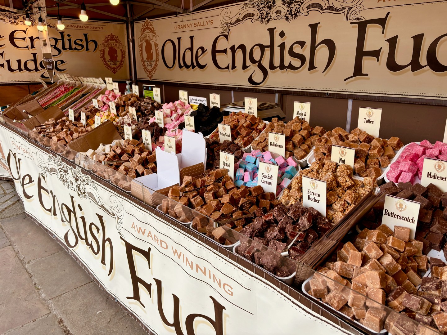 Fudge stall at a market fair