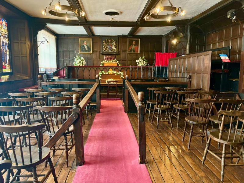 A wooden courtroom from the Tudor era