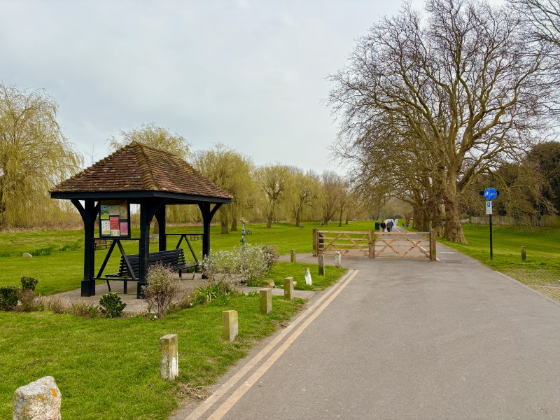 A park featuring walking and cycling paths.
