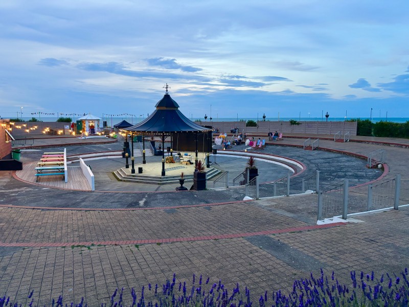 Cliftonville Bandstand in Margate featuring a centre stage and seating area in a circle